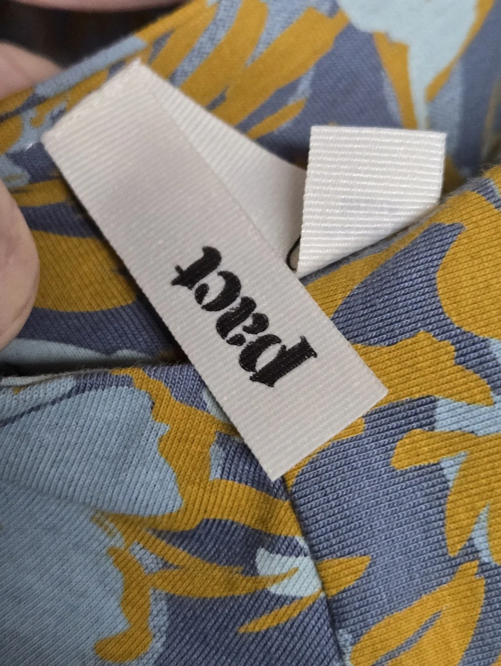 Pact Scarlett Open-Back Midi Dress Mustard Yellow & Blue Floral Pattern Sz M - Picture 5 of 9